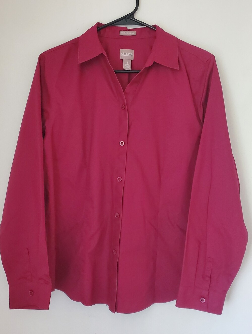 Chicos Wrinkle Resistant Button Down Shirt Size 1 US M Classic Preppy Minimalist